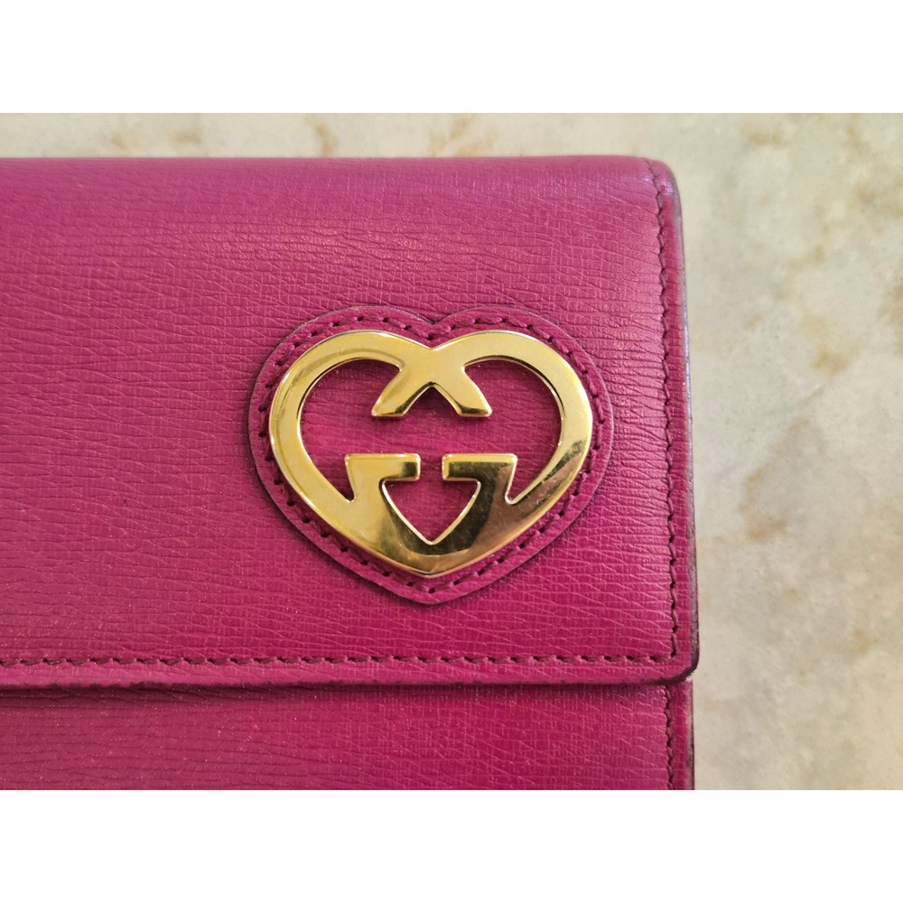 AUTHENTIC GUCCI 251861 Lovely Heart Pink Guccissima Leather Long Wallet - Picture 7 of 14